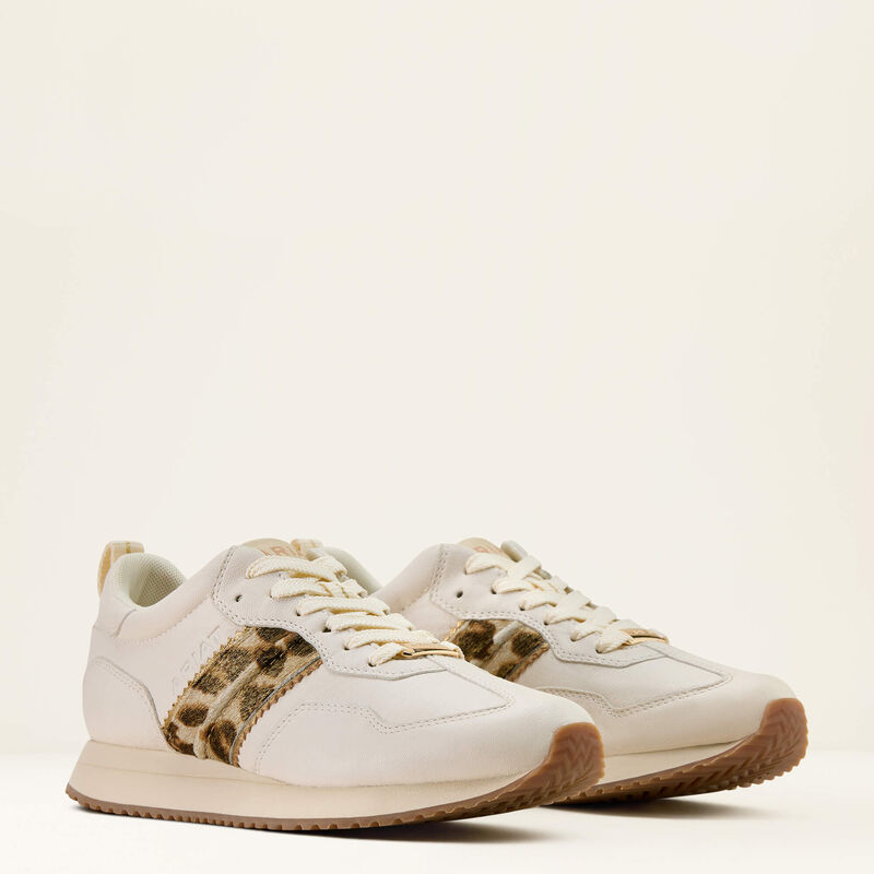 Women's Ariat Ranch Runner Shoe BRIGHT CREAM|GILDED LEOPARD HAIR ON 10074338