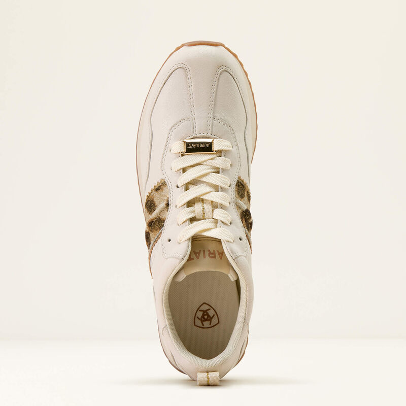 Women's Ariat Ranch Runner Shoe BRIGHT CREAM|GILDED LEOPARD HAIR ON 10074338