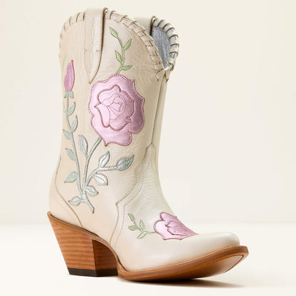 Women's Ariat Arrosa J Toe Western Boot IVORY PEARL|GARDEN SHINE 10074349