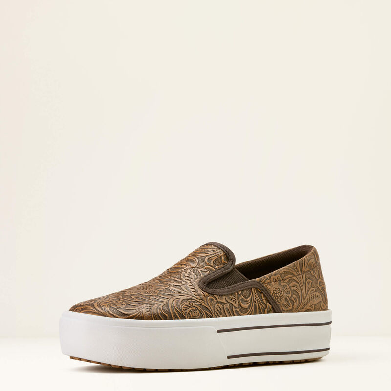 Women's Ariat Skylar Slip On Shoe BROWN FLORAL EMBOSS 10074362