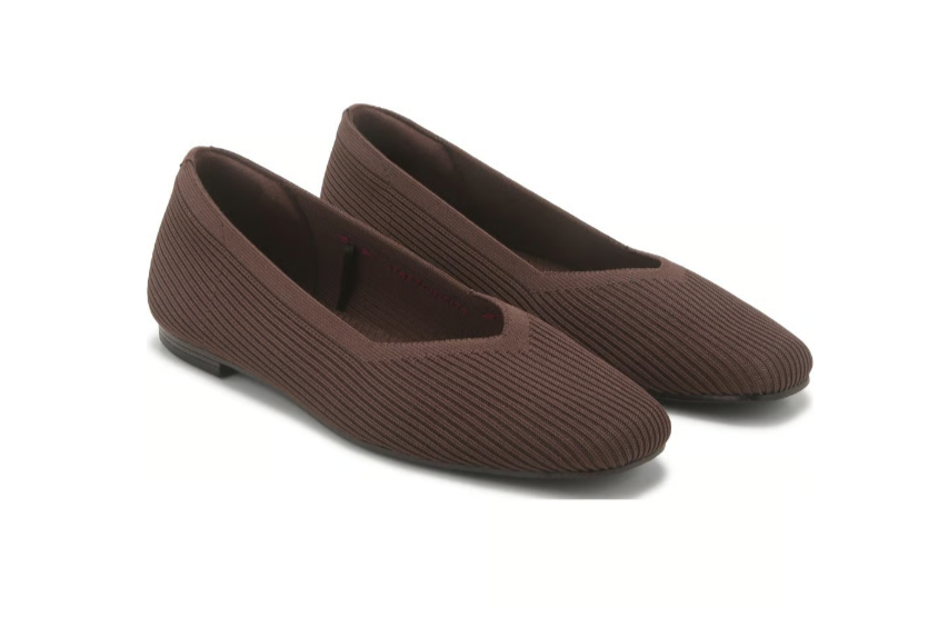 Women's Cleo Square Blissful Soul Ribbed Knit Flat 159126 CHOC