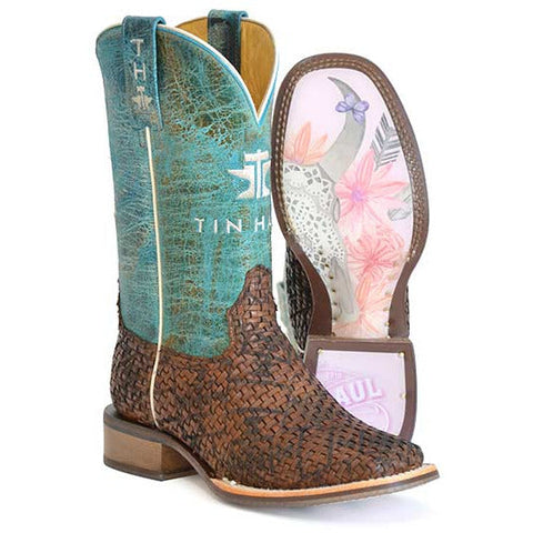 Women's Tin Haul Weavealicious Boots with Pretty Sole Handcrafted Brown 14-021-0007-1501