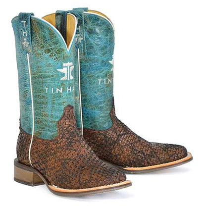 Women's Tin Haul Weavealicious Boots with Pretty Sole Handcrafted Brown 14-021-0007-1501