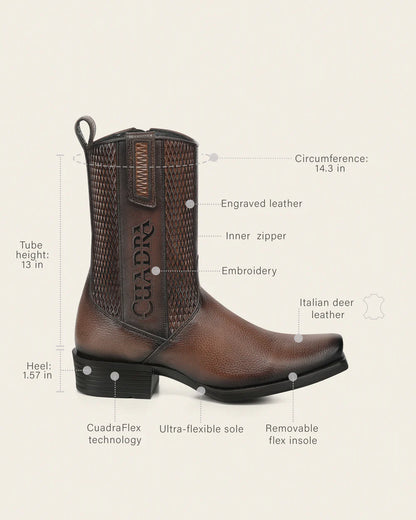 Cuadra Urban Honey Boot In Genuine Italian Deer Leather For Men-CC298
