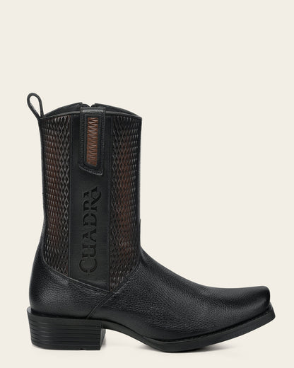 Men's Urban Boot In Genuine Italian Deer Black And Bovine Leather-CC297
