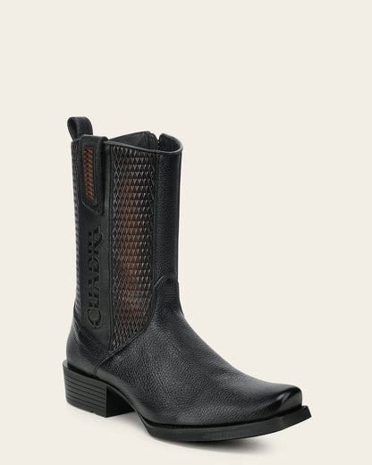 Men's Urban Boot In Genuine Italian Deer Black And Bovine Leather-CC297