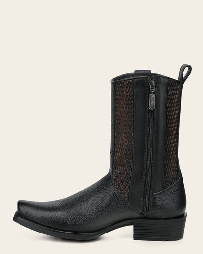 Men's Urban Boot In Genuine Italian Deer Black And Bovine Leather-CC297