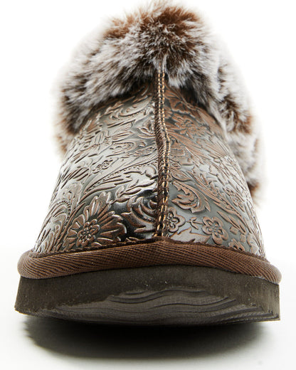 Very G Women's Lolly Embossed Slippers In Chocolate- LOLLY CHOC