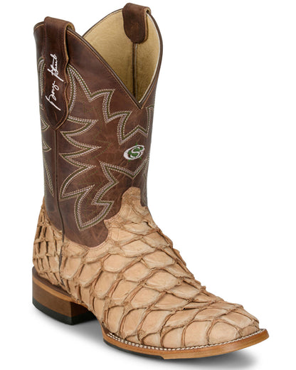 Justin Pirarucu Boots for Men in Rustic Tan GR5716