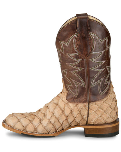 Justin Pirarucu Boots for Men in Rustic Tan GR5716