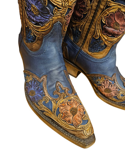 Women's Black Jack Hand Tooled Western Boots LHT-1418-54