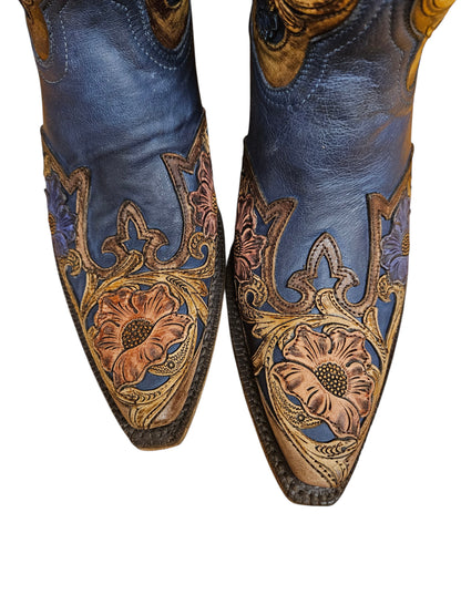 Women's Black Jack Hand Tooled Western Boots LHT-1418-54