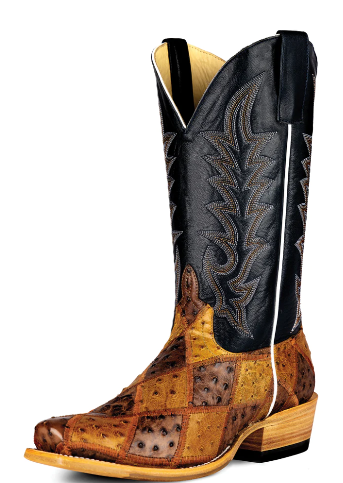 HORSE POWER MEN'S PATCHWORK/NAVY GLOSSY GOAT BOOTS HP9514