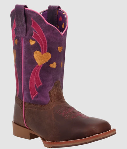 Dan Post Little Girl's Lottie Tan & Purple Leather Western Boot DPC4023