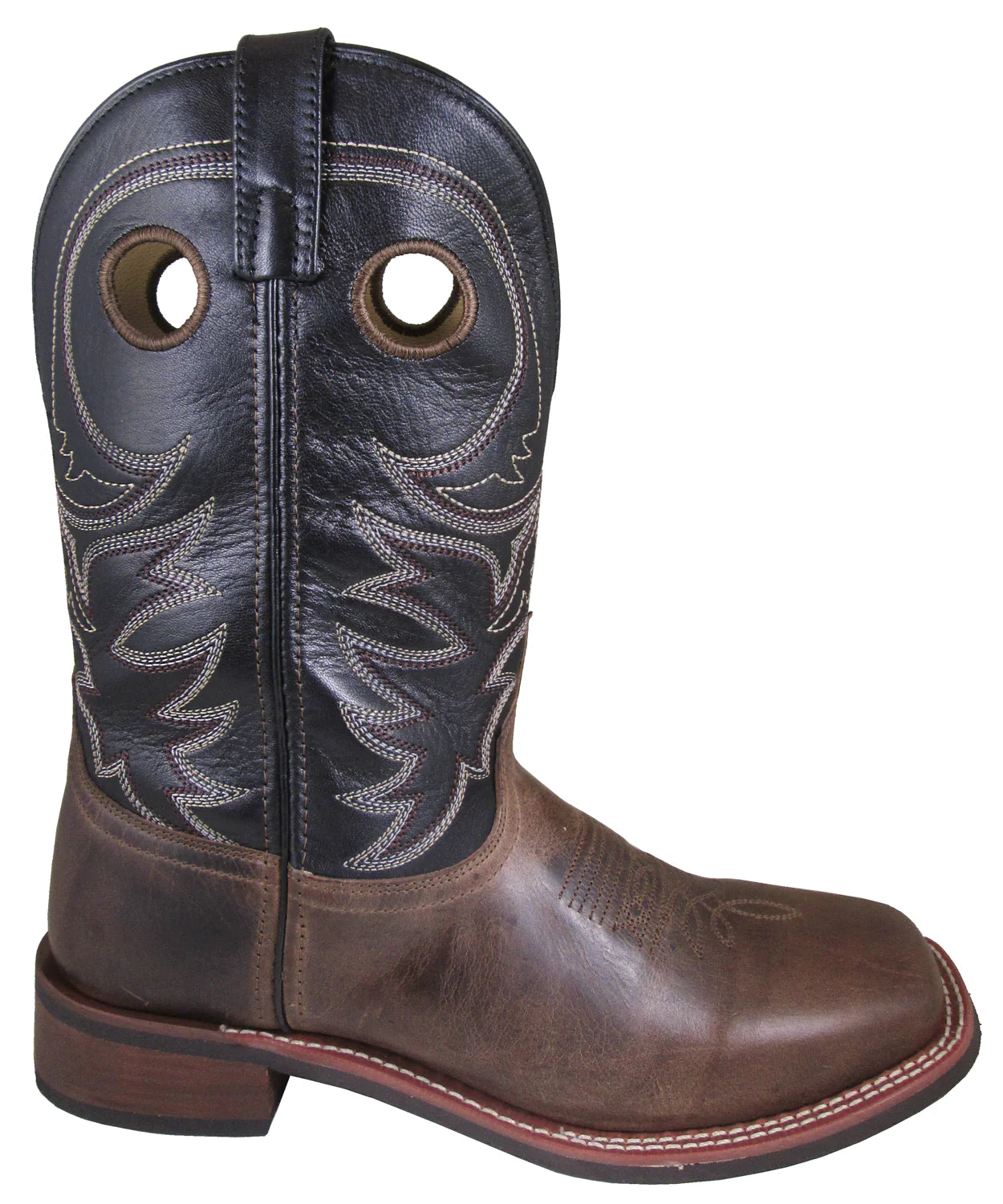 Smoky Mountain Mens Hudson Black/Brown Leather Cowboy Boots 4112