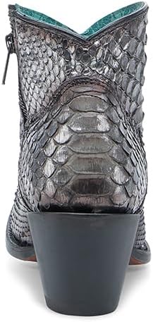 LADIES CORRAL BLACK/SILVER FULL PYTHON ANKLE BOOT A4721