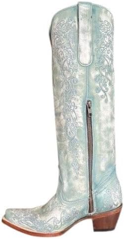 CORRAL LADIE'S TURQUOISE FLORAL EMBROIDERY WESTERN BOOT -A4787