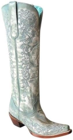 CORRAL LADIE'S TURQUOISE FLORAL EMBROIDERY WESTERN BOOT -A4787
