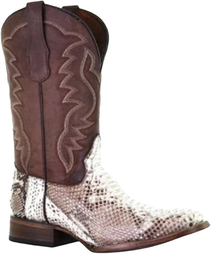 Circle G MEN'S NATURAL/BROWN PYTHON PRINT SQ. TOE WESTERN L5740