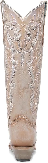 CORRAL LADIE'S SAND/PEARL IRIDESCENT RUBBER APPLICATION & EMBROIDERY TALL TOP, LEATHER SOLE, COWHIDE LEATHER, WESTERN BOOT, A4739