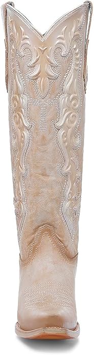 CORRAL LADIE'S SAND/PEARL IRIDESCENT RUBBER APPLICATION & EMBROIDERY TALL TOP, LEATHER SOLE, COWHIDE LEATHER, WESTERN BOOT, A4739