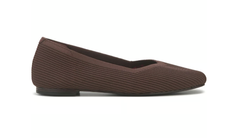 Women's Cleo Square Blissful Soul Ribbed Knit Flat 159126 CHOC
