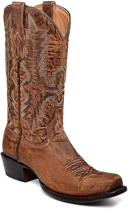 CORRAL MEN'S BROWN NARROW SQ.TOE, LEATHER SOLE WESTERN BOOTS A4546