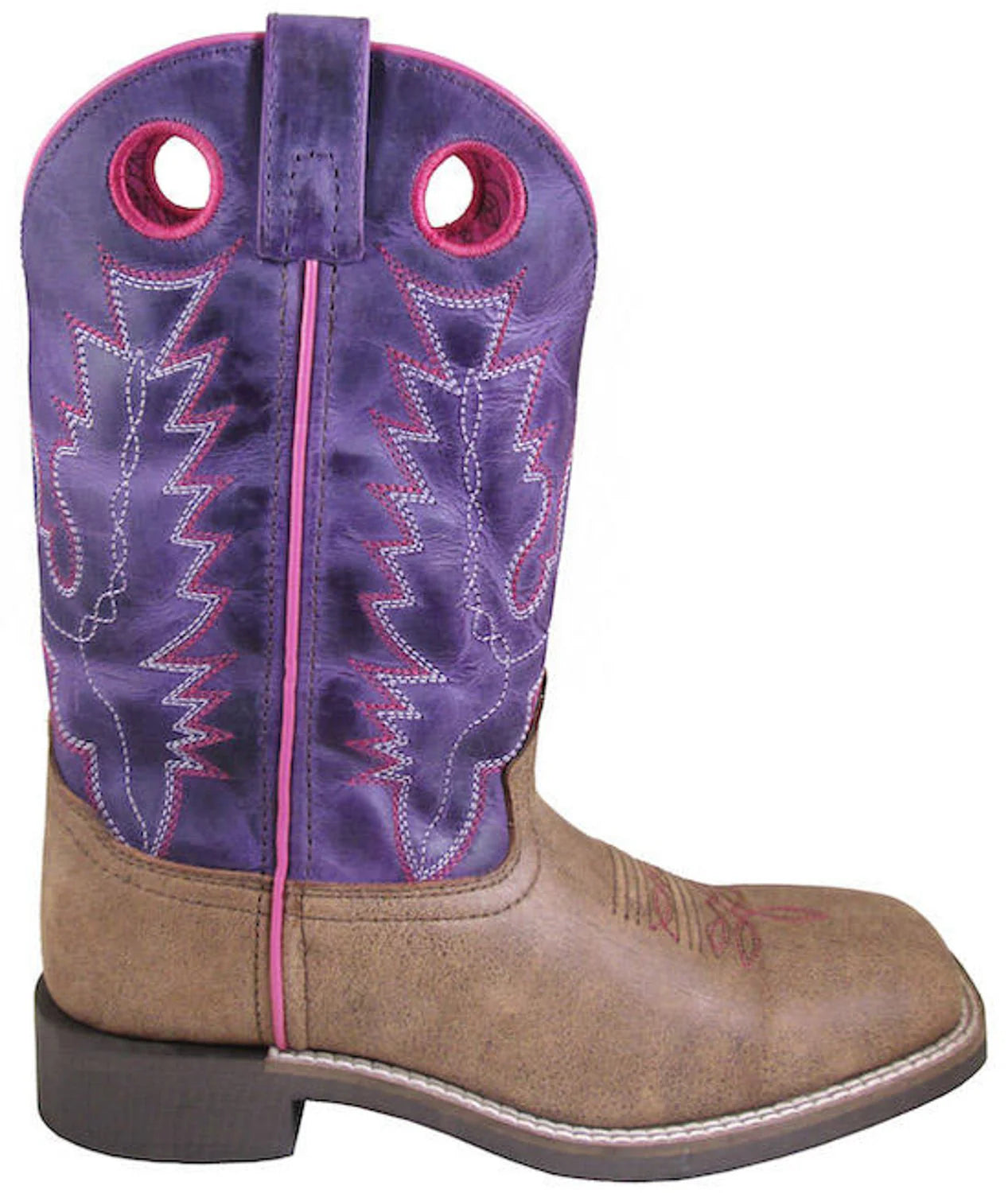 Smoky Mountain Womens Tracie Brown Distress/Purple Leather Cowboy Boots 6220
