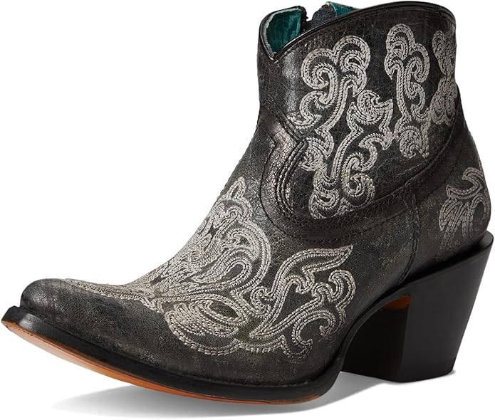 Women's Corral Black Luminescent Embroidery Ankle Boot A4598