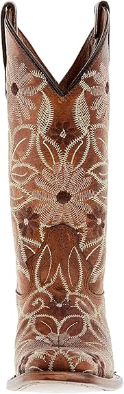 Circle G Women's Tan Floral Embroidery 12" Square Toe Boot Tan L5837