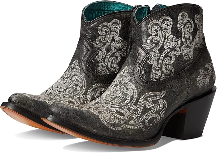 Women's Corral Black Luminescent Embroidery Ankle Boot A4598