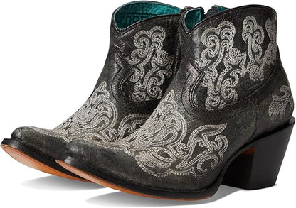 Women's Corral Black Luminescent Embroidery Ankle Boot A4598