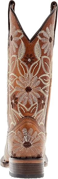 Circle G Women's Tan Floral Embroidery 12" Square Toe Boot Tan L5837
