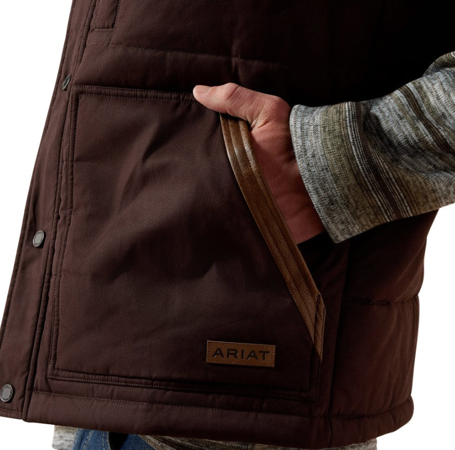 Ariat Men's Mole Brown Western Quilted Concealed Carry Vest 10079280