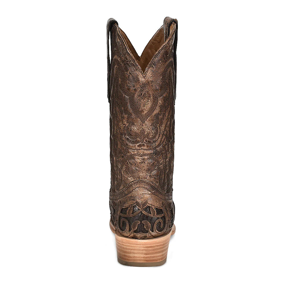 Corral Men's Brown Alligator Inlay and Embroidery Horseman Toe A4337