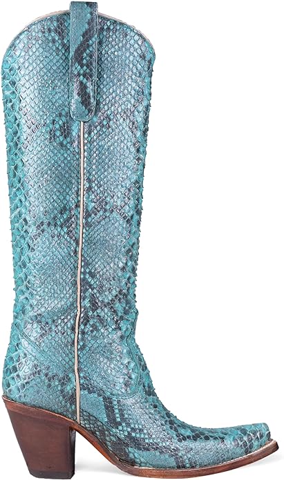 A4448 CORRAL WOMEN'S TURQUOISE PYTHON TALL TOP FULL EXOTIC