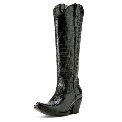 Ladies Ariat Casanova X Toe Luxe Black Croc Print Western Boots 10063992