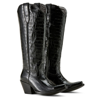 Ladies Ariat Casanova X Toe Luxe Black Croc Print Western Boots 10063992
