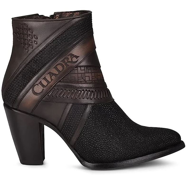 Cuadra Ladies Stingray Crystalized Black Western Booties CU618