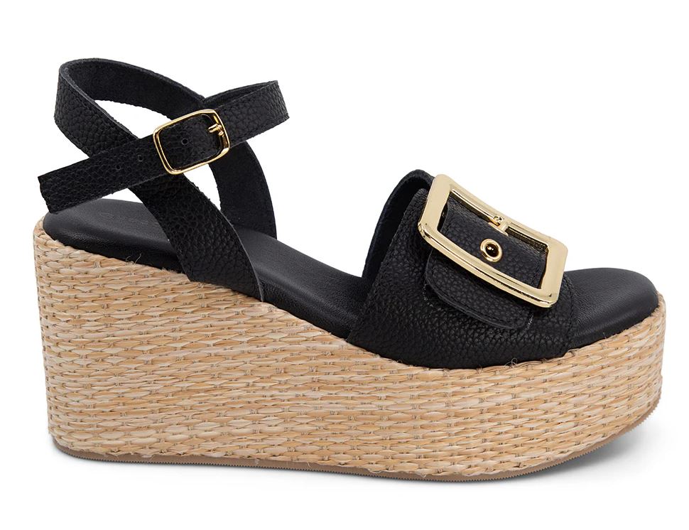 WOMEN'S CHOCOLAT BLU JENIS BLACK WEDGE SANDALS