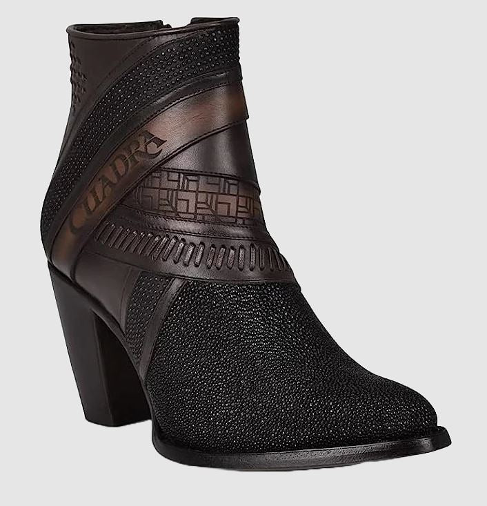 Cuadra Ladies Stingray Crystalized Black Western Booties CU618