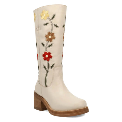 Dingo Womens Bloom White Leather 14in Cowboy Boots DI2378-WH
