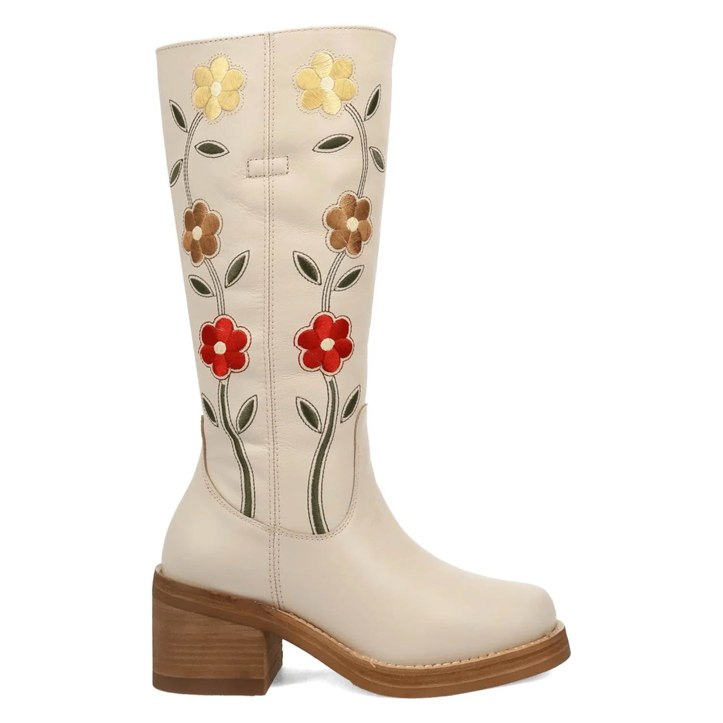 Dingo Womens Bloom White Leather 14in Cowboy Boots DI2378-WH