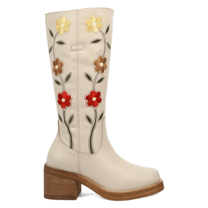 Dingo Womens Bloom White Leather 14in Cowboy Boots DI2378-WH