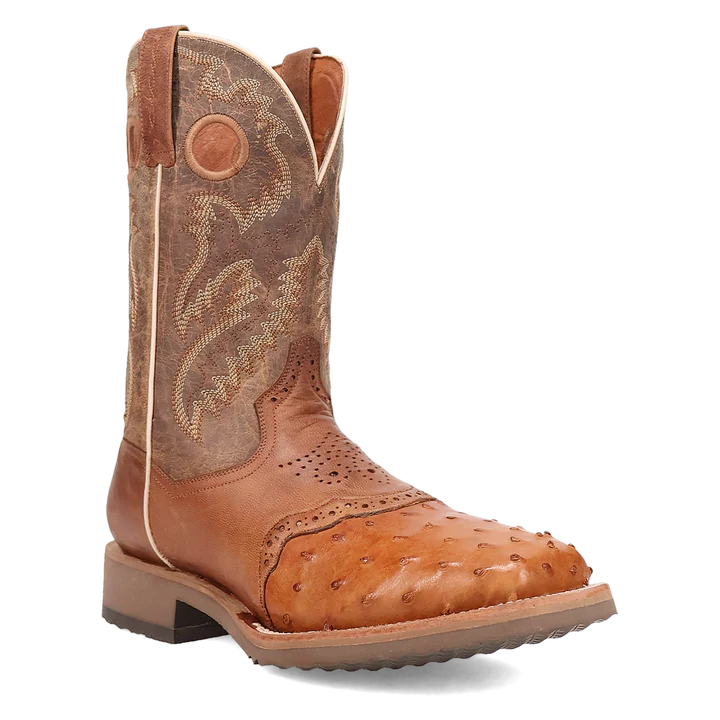 Dan Post Men's Ostrich Tan & Bay Apache Square Toe Western Boot DP6058