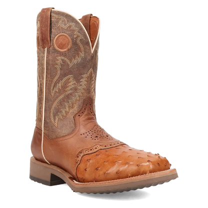 Dan Post Men's Ostrich Tan & Bay Apache Square Toe Western Boot DP6058