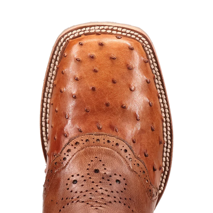 Dan Post Men's Ostrich Tan & Bay Apache Square Toe Western Boot DP6058