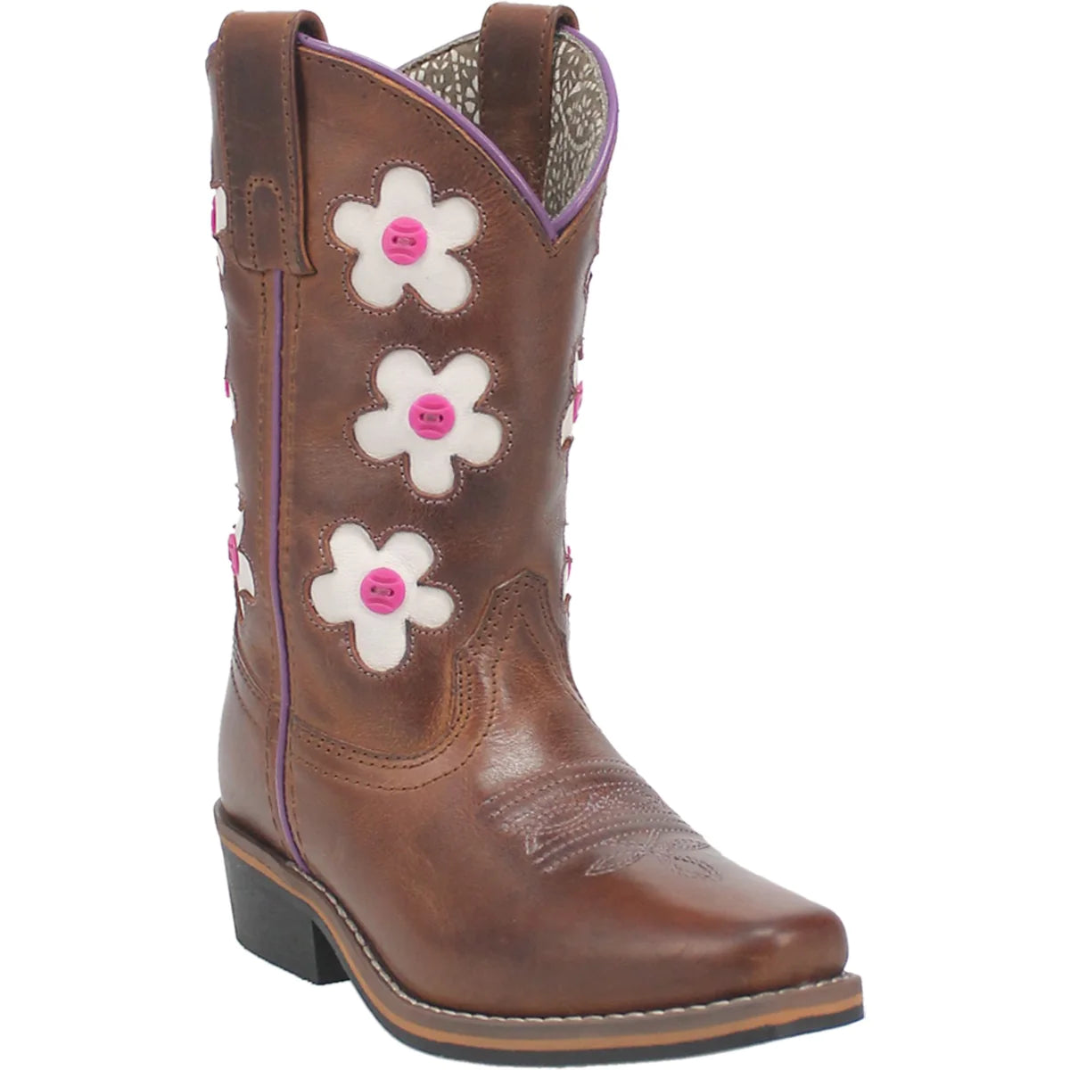 Dan Post Boots Kids Girls Giselle Floral Tooled Inlay Square Toe YOUTH DPC3903