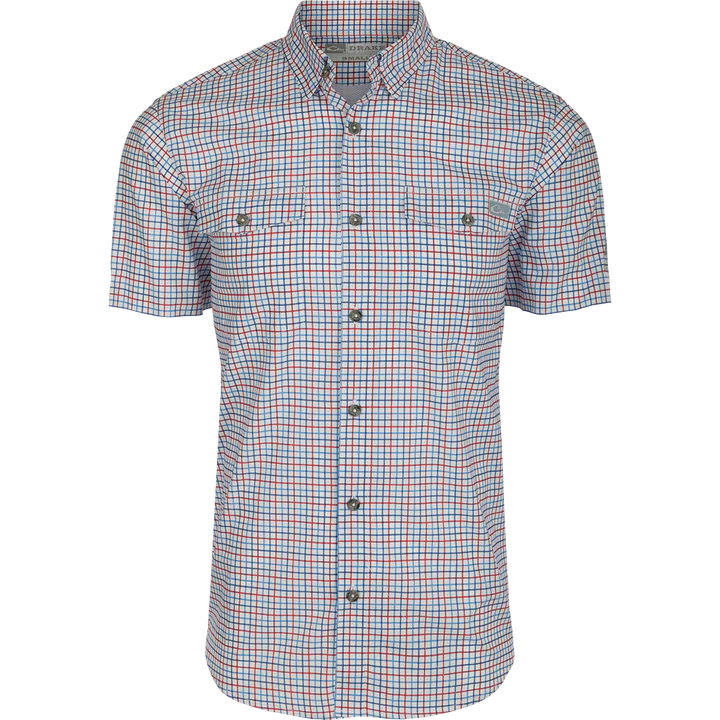 Drake Frat Tattersall Button-Down Short Sleeve Shirt DS2260-MBU