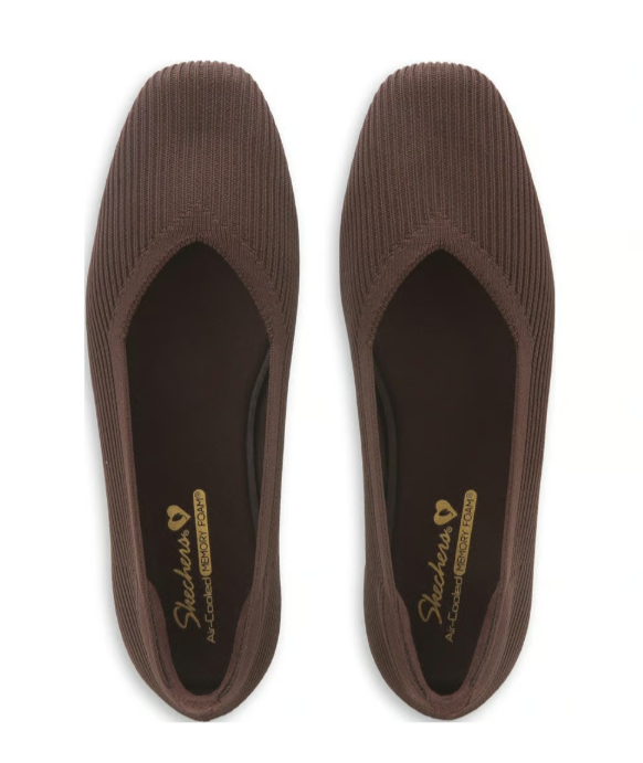 Women's Cleo Square Blissful Soul Ribbed Knit Flat 159126 CHOC